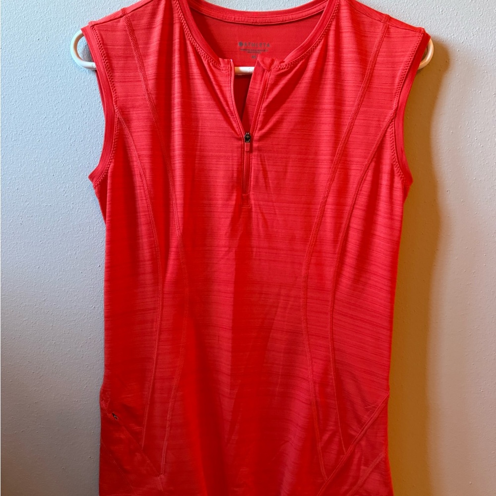 Athleta Red Mandarin Collar Tank Top